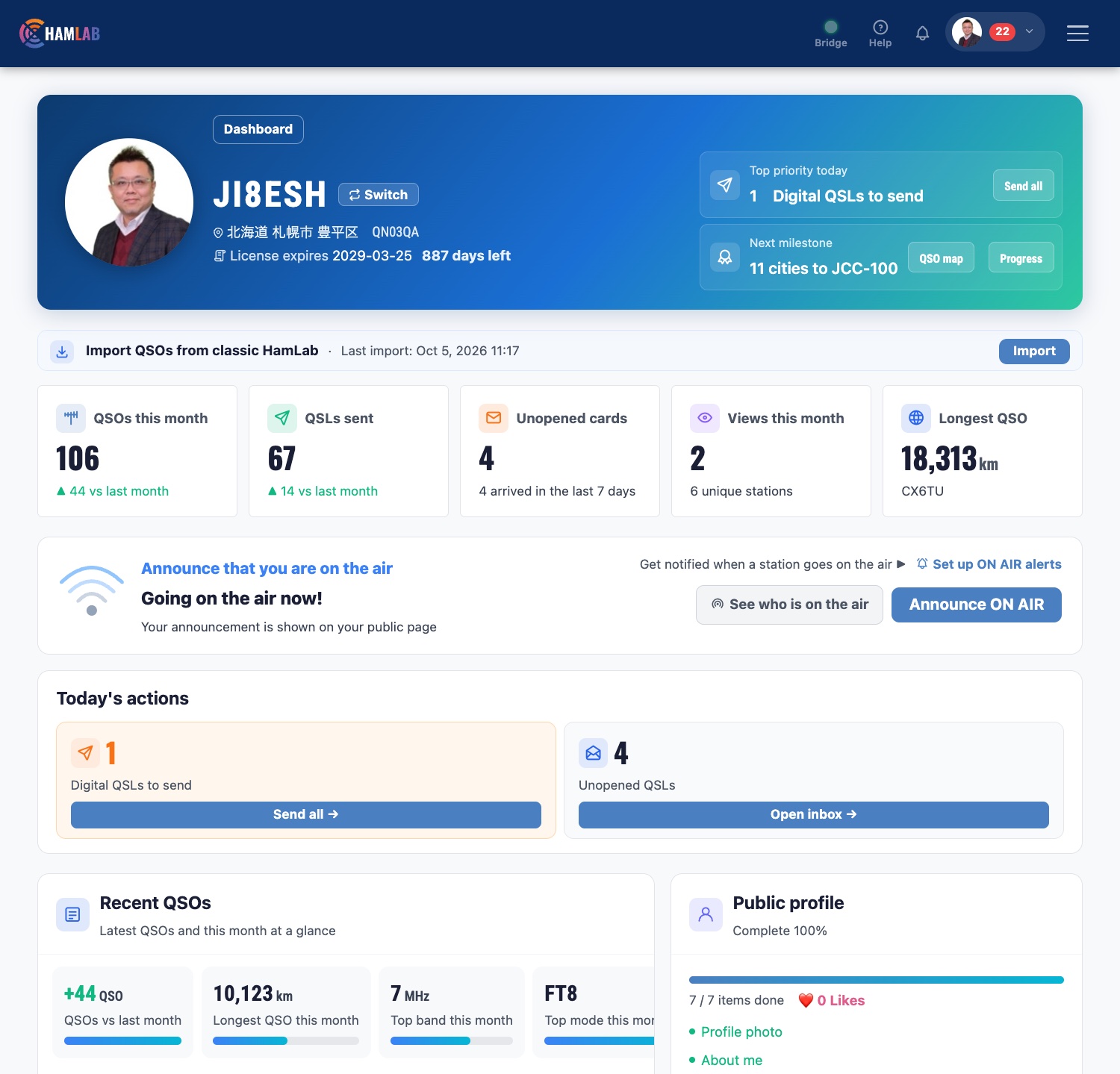 Dashboard screenshot (sample data)